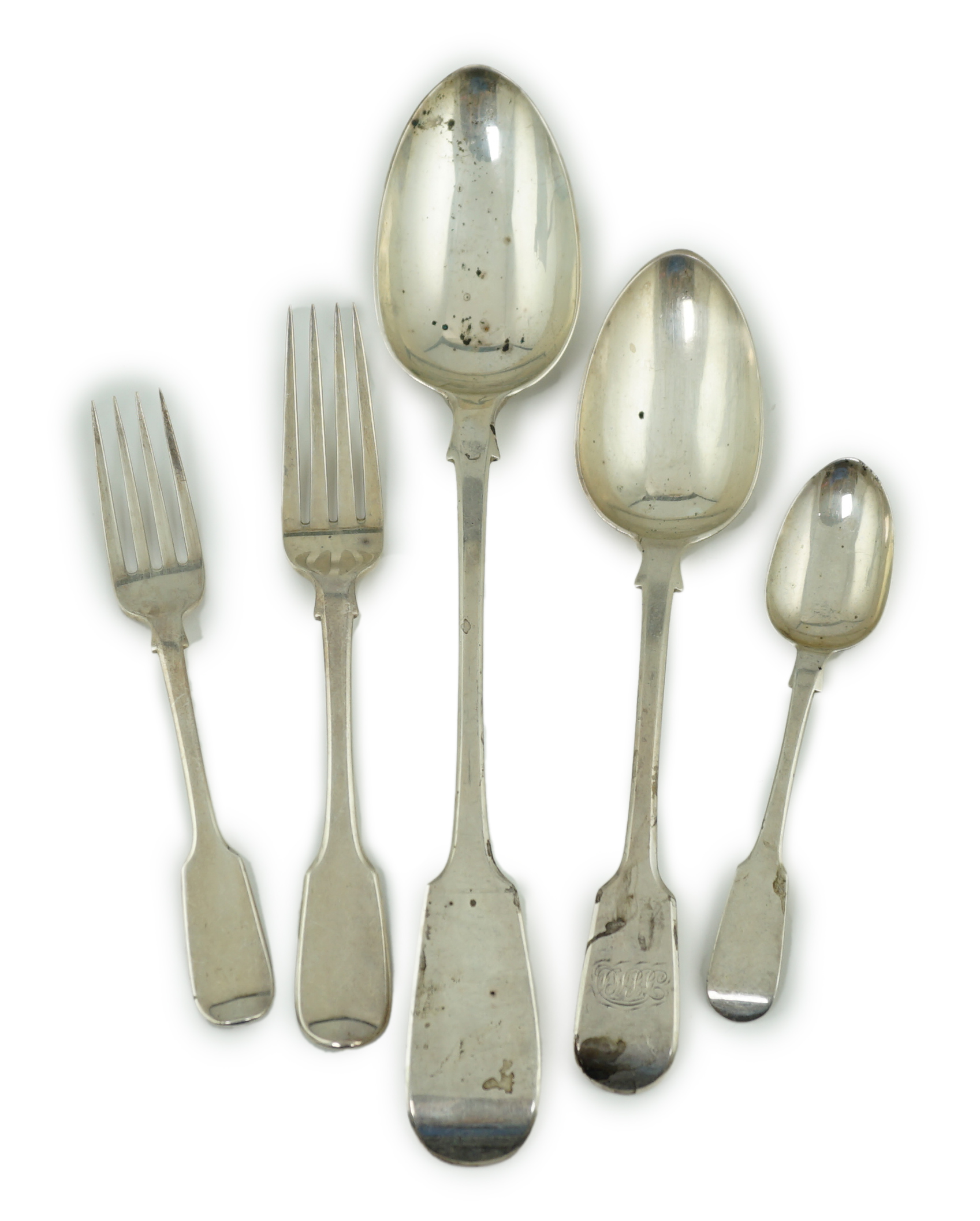 A large quantity of assorted mainly 19th century and later silver and white metal flatware, various dates, patterns and makers